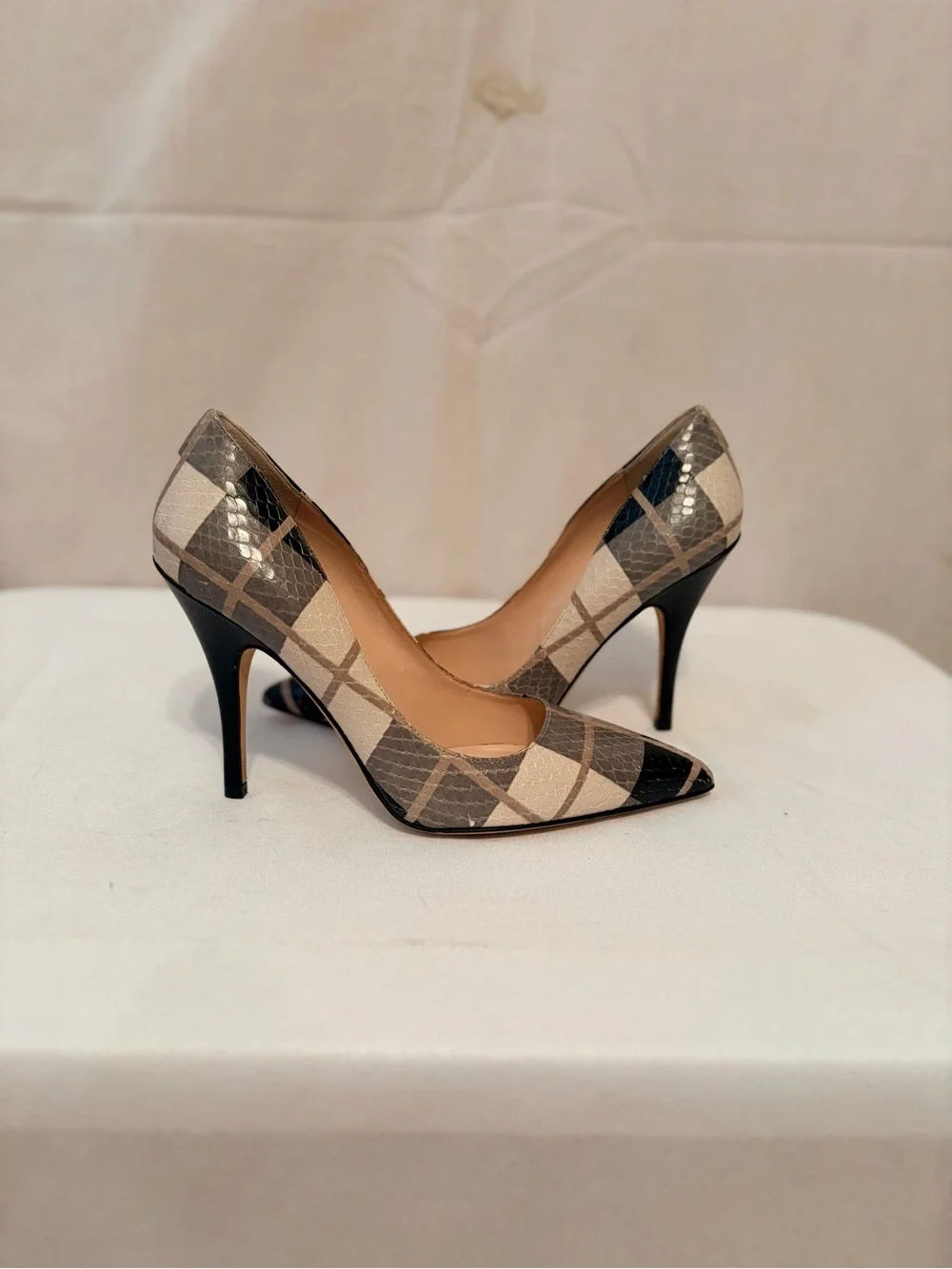 Kate Spade New York Licorice Plaid Snakeskin Stiletto Pumps